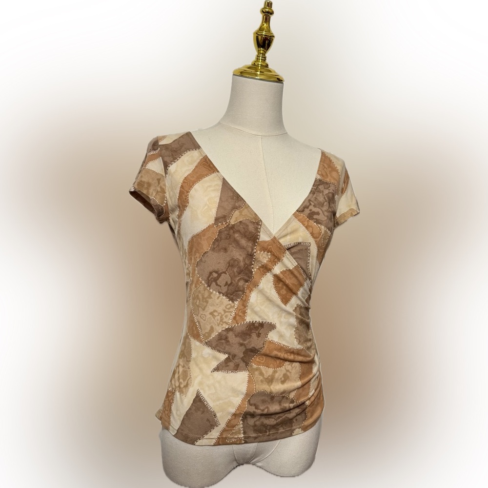 Elegant Patchwork V-Neck Top